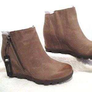 11 SOREL Brown Leather Joan Arctic Wedge II Boot2 Ash Brown NEW